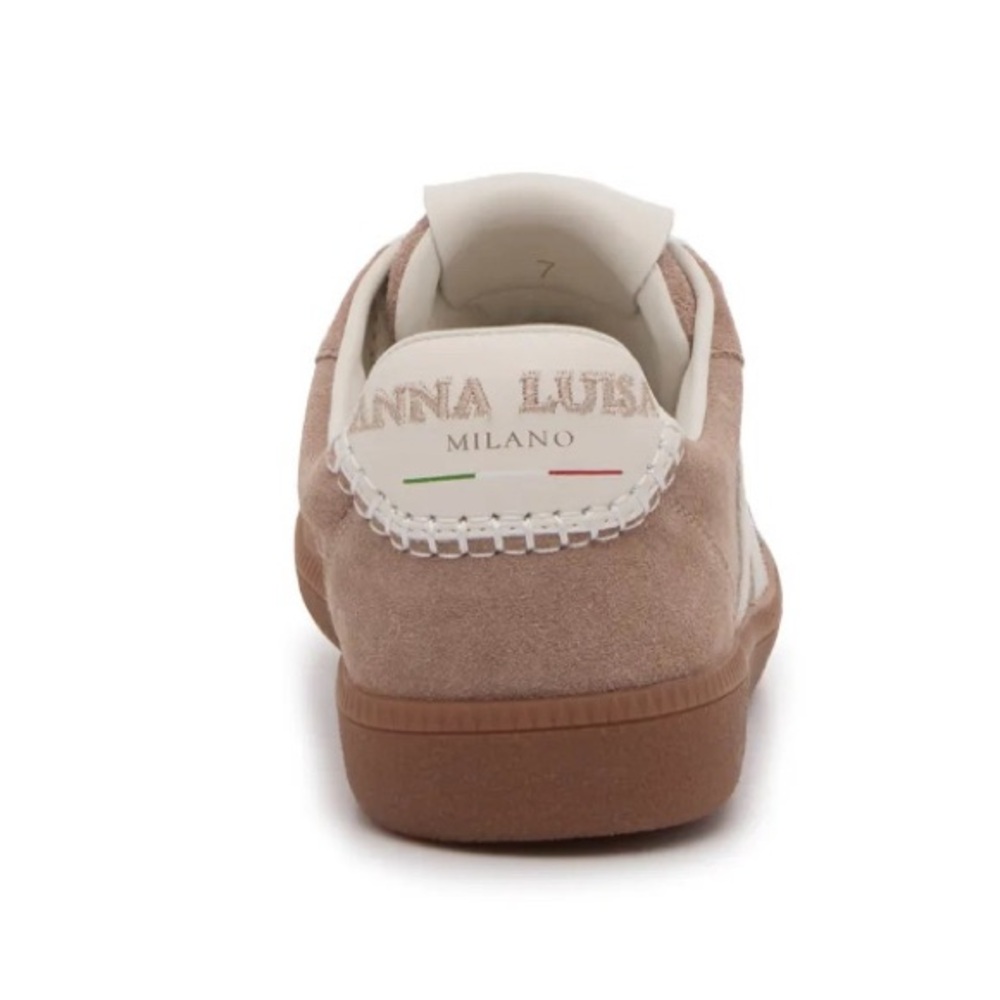 Elegant Tan Suede Women's Sneakers - Picture 5 of 7